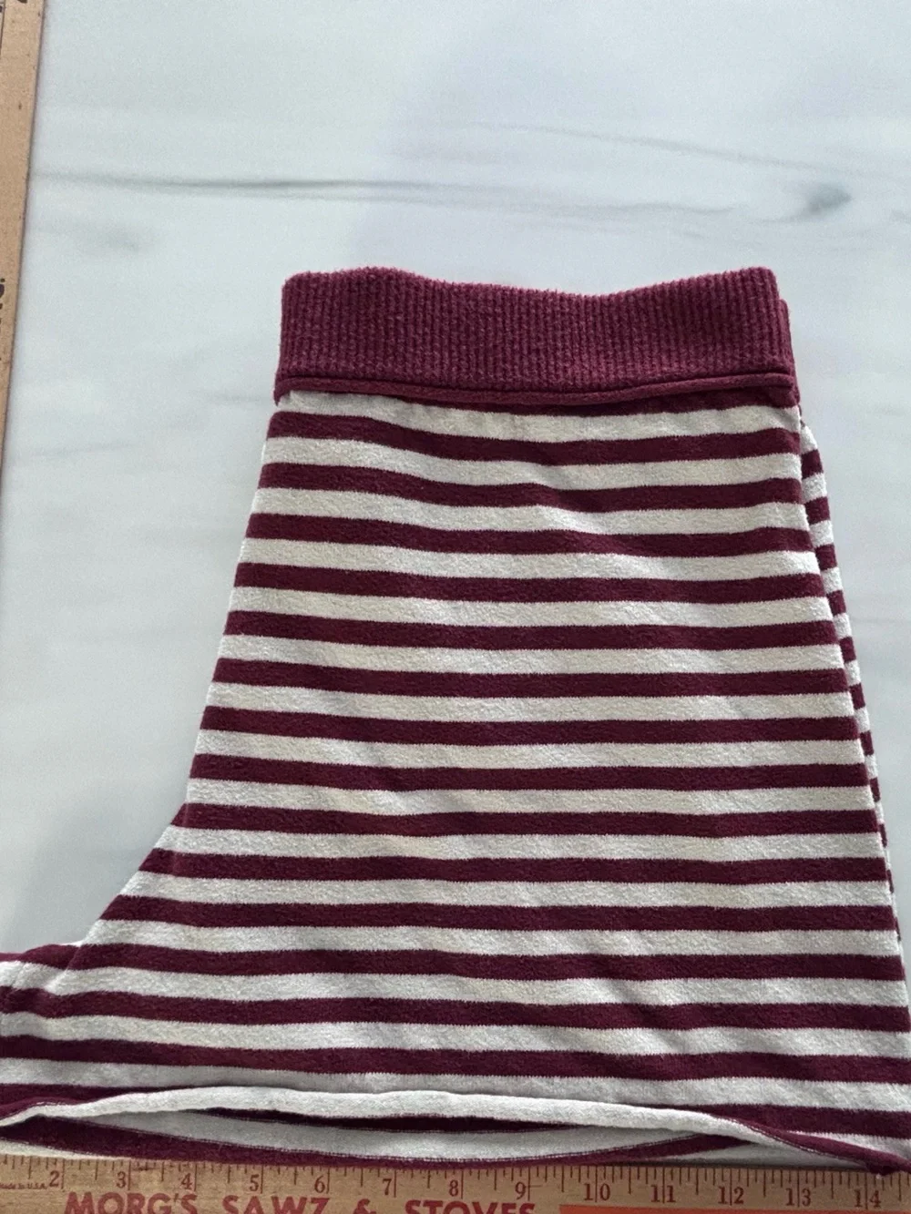 aerie Maroon and White Striped Bike Shorts